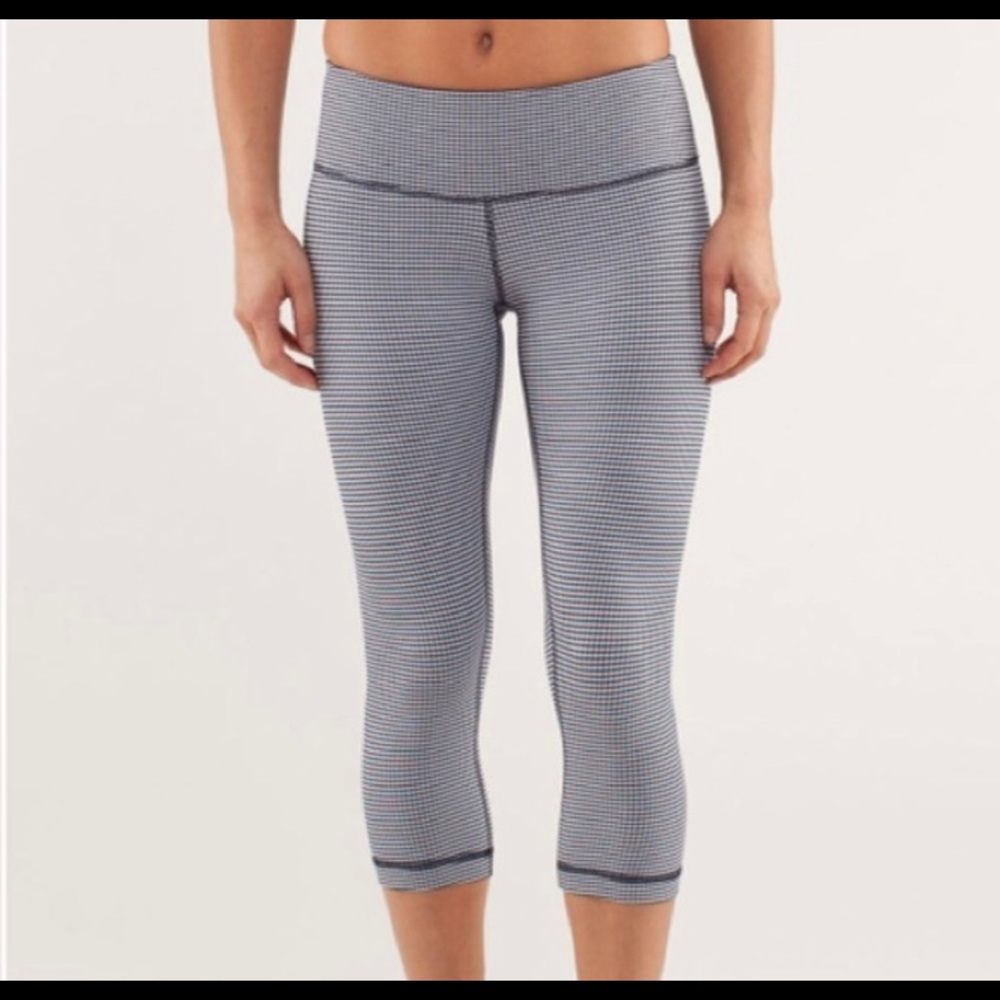 Lululemon Wunder Under Crop Inkwell Blue Gingham